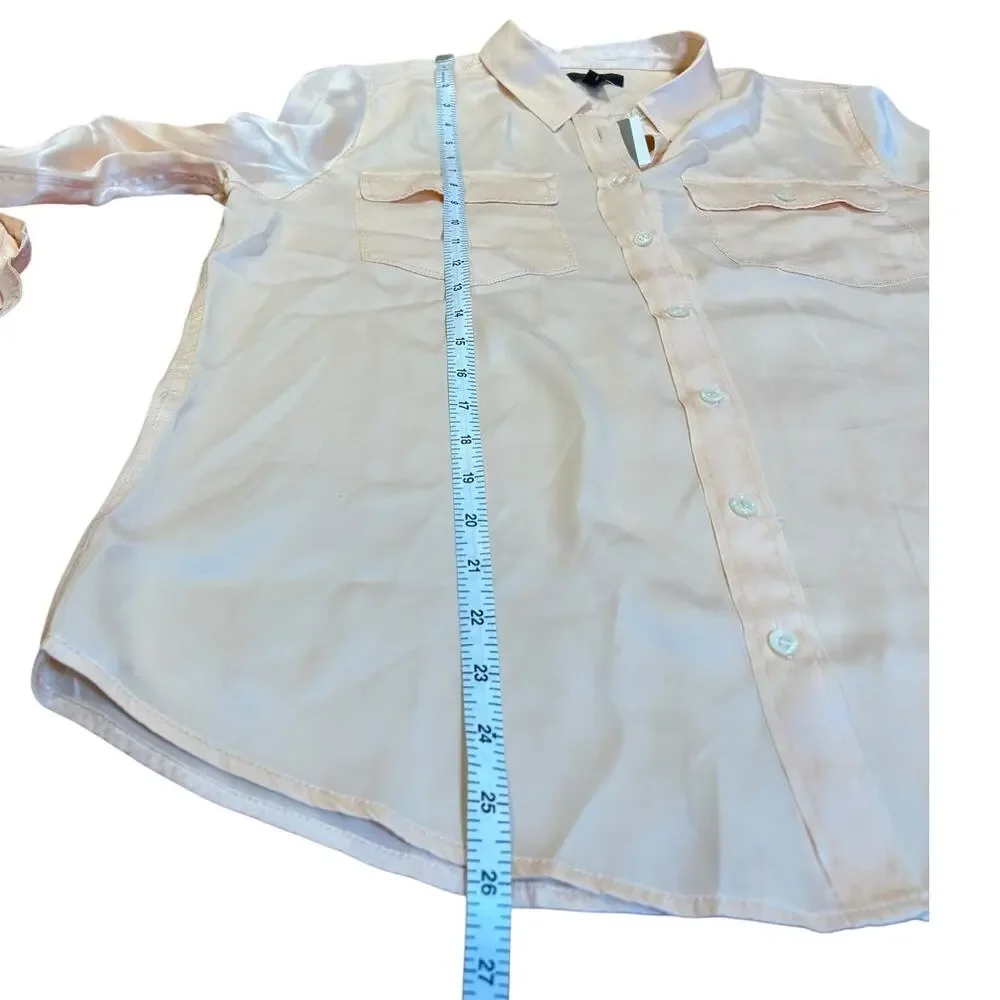 NWT J. CREW Iced Peach Blythe Button Down Silk Shirt 2 Pocket Blouse Women's 12